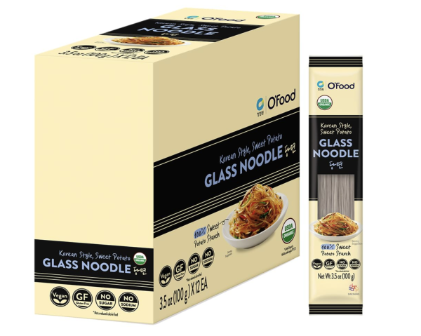 Chung Jung One O'Food Organic Glass Noodles 12 Pack, Gluten-Free Korean Sweet Potato Noodles, Vegan, No Sodium, No Sugar, Rice and Pasta Alternative
